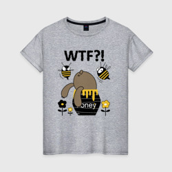 Женская футболка хлопок Honey wtf?!