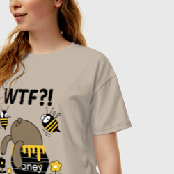 Женская футболка хлопок Oversize Honey wtf?! - фото 2