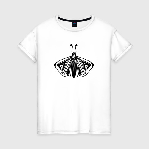 Женская футболка из хлопка с принтом Мотылек в стиле готика, вид спереди №1