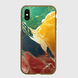 Чехол для iPhone XS Max матовый Мраморная радуга