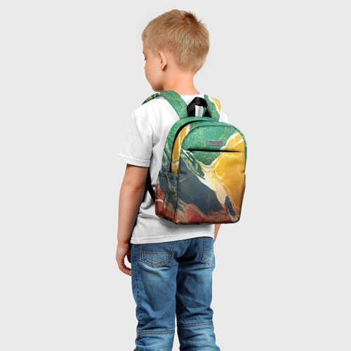 Детский рюкзак 3D с принтом Мраморная радуга, фото на моделе #1