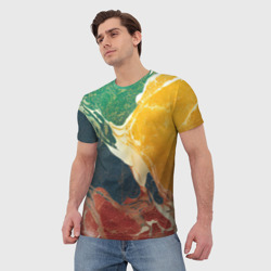 Мужская футболка 3D Мраморная радуга - фото 2