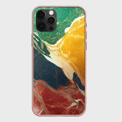 Чехол для iPhone 12 Pro Max с принтом Мраморная радуга, вид спереди #2