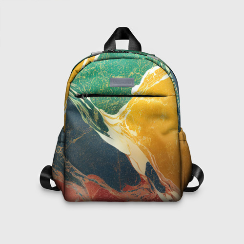 Детский рюкзак 3D с принтом Мраморная радуга, вид спереди #2