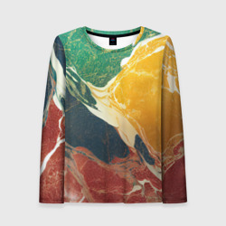 Женский лонгслив 3D Мраморная радуга