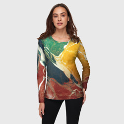 Женский лонгслив 3D Мраморная радуга - фото 2