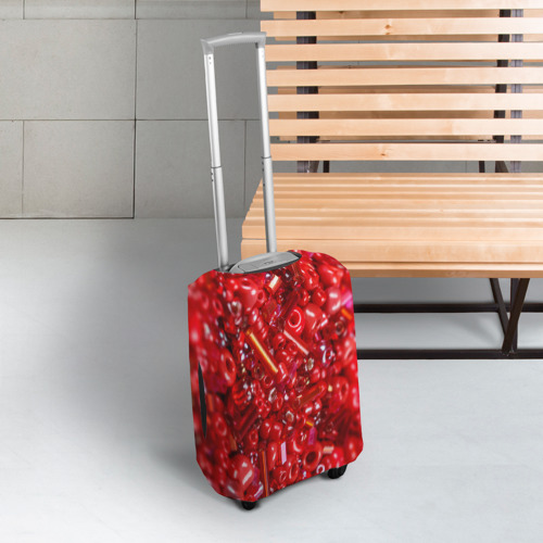 Чехол для чемодана 3D Красный бисер, цвет 3D печать - фото 3