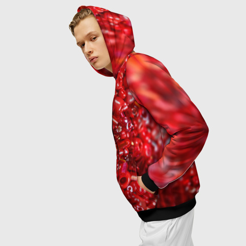 Мужская толстовка 3D на молнии Красный бисер, цвет черный - фото 5