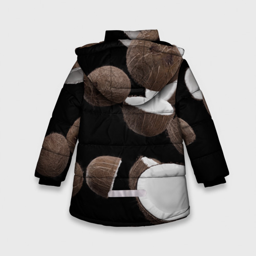 Зимняя куртка для девочек 3D с принтом Coconut, вид сзади #1