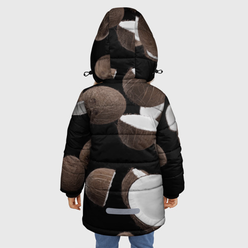 Зимняя куртка для девочек 3D с принтом Coconut, вид сзади #2