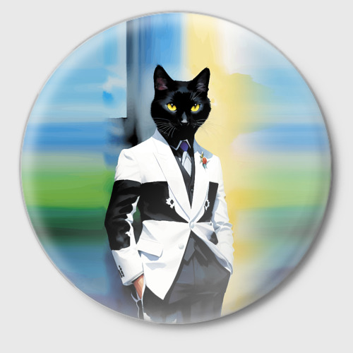 Значок Cat fashionista in tuxedo - neural art, цвет белый