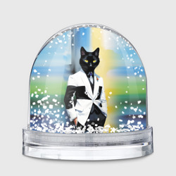 Игрушка Снежный шар Cat fashionista in tuxedo - neural art