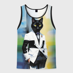 Мужская майка 3D Cat fashionista in tuxedo - neural art