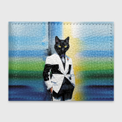 Обложка для студенческого билета Cat fashionista in tuxedo - neural art