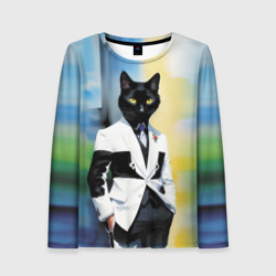 Женский лонгслив 3D Cat fashionista in tuxedo - neural art