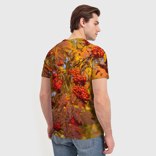 Мужская футболка 3D с принтом Ягода-рябина, вид сзади #2