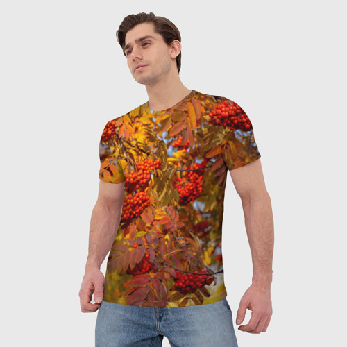 Мужская футболка 3D с принтом Ягода-рябина, фото на моделе #1