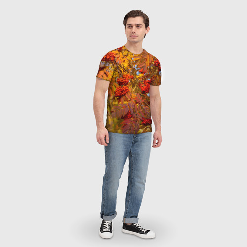 Мужская футболка 3D с принтом Ягода-рябина, вид сбоку #3
