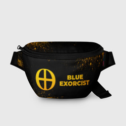 Поясная сумка 3D Blue Exorcist - gold gradient: надпись и символ