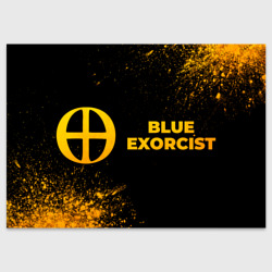 Поздравительная открытка Blue Exorcist - gold gradient: надпись и символ