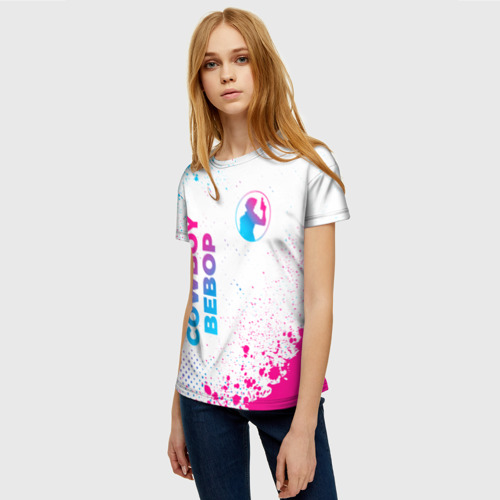 Женская футболка 3D с принтом Cowboy Bebop neon gradient style: надпись, символ, фото на моделе #1