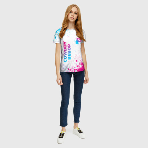 Женская футболка 3D с принтом Cowboy Bebop neon gradient style: надпись, символ, вид сбоку #3