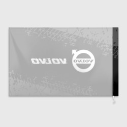 Флаг 3D Volvo Speed на темном фоне со следами шин: надпись и символ - фото 2