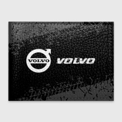 Обложка для студенческого билета Volvo Speed на темном фоне со следами шин: надпись и символ