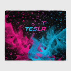 Плед 3D Tesla - neon gradient: символ сверху