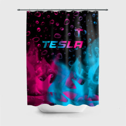 Штора 3D для ванной Tesla - neon gradient: символ сверху