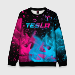 Детский свитшот 3D Tesla - neon gradient: символ сверху