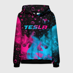 Мужская толстовка 3D Tesla - neon gradient: символ сверху