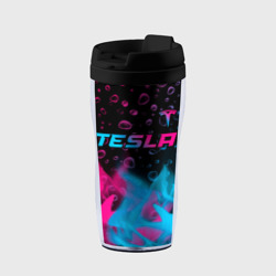 Термокружка-непроливайка Tesla - neon gradient: символ сверху