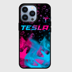 Чехол для iPhone 13 Pro Tesla - neon gradient: символ сверху