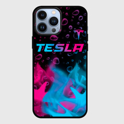Чехол для iPhone 13 Pro Max Tesla - neon gradient: символ сверху