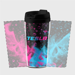 Термокружка-непроливайка Tesla - neon gradient: символ сверху - фото 2