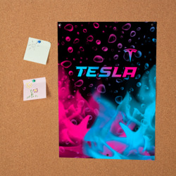 Постер Tesla - neon gradient: символ сверху - фото 2