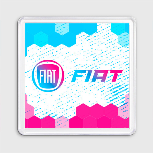 Магнит 55*55 Fiat neon gradient style: надпись и символ