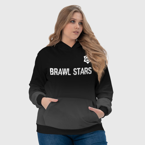 Женская толстовка 3D с принтом Brawl Stars glitch на темном фоне: символ сверху, фото #4