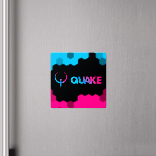 Магнит виниловый Квадрат Quake - neon gradient: надпись и символ - фото 4