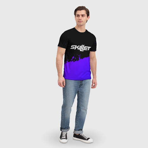 Мужская футболка 3D Skillet purple grunge, цвет 3D печать - фото 5