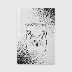 Обложка для паспорта матовая кожа Evanescence рок кот на светлом фоне