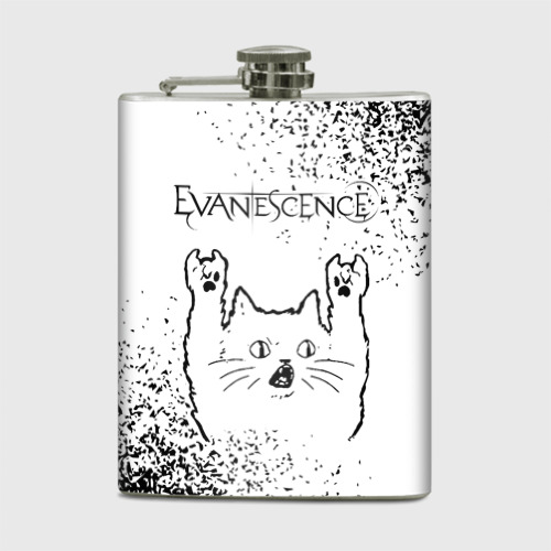Фляга Evanescence рок кот на светлом фоне