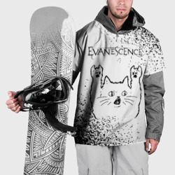 Накидка на куртку 3D Evanescence рок кот на светлом фоне