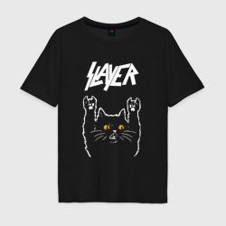 Мужская футболка хлопок Oversize Slayer rock cat