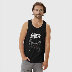 Мужская майка хлопок Slayer rock cat - фото 2
