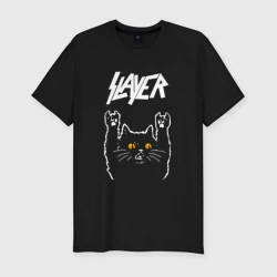 Мужская футболка хлопок Slim Slayer rock cat