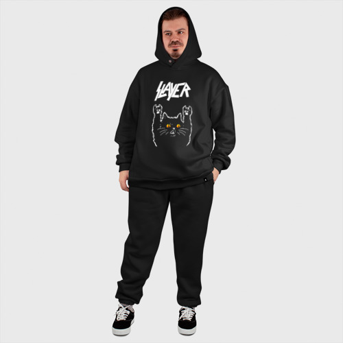 Мужской костюм oversize хлопок Slayer rock cat, цвет черный - фото 8