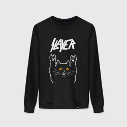Женский свитшот хлопок Slayer rock cat