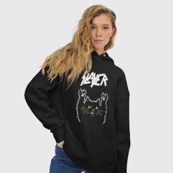 Женское худи Oversize хлопок Slayer rock cat - фото 2